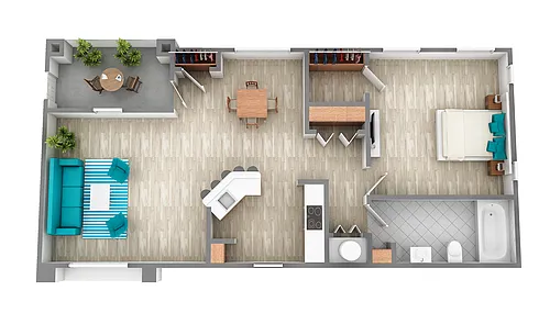 Floor plan A2 The Sequoia - One Bedroom, One Bathroom