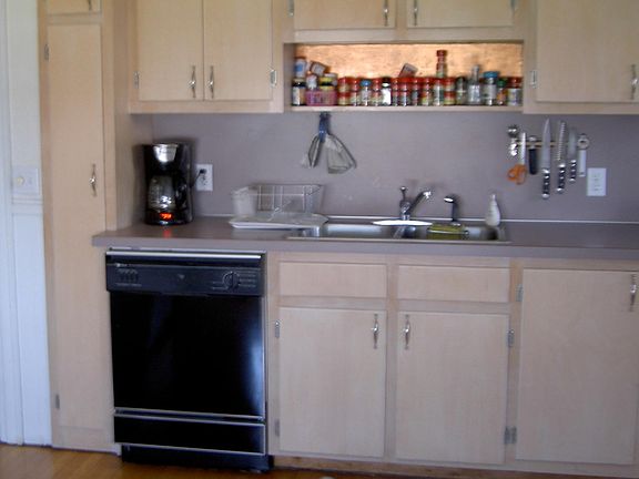 Spice shelf over kitchen sink area