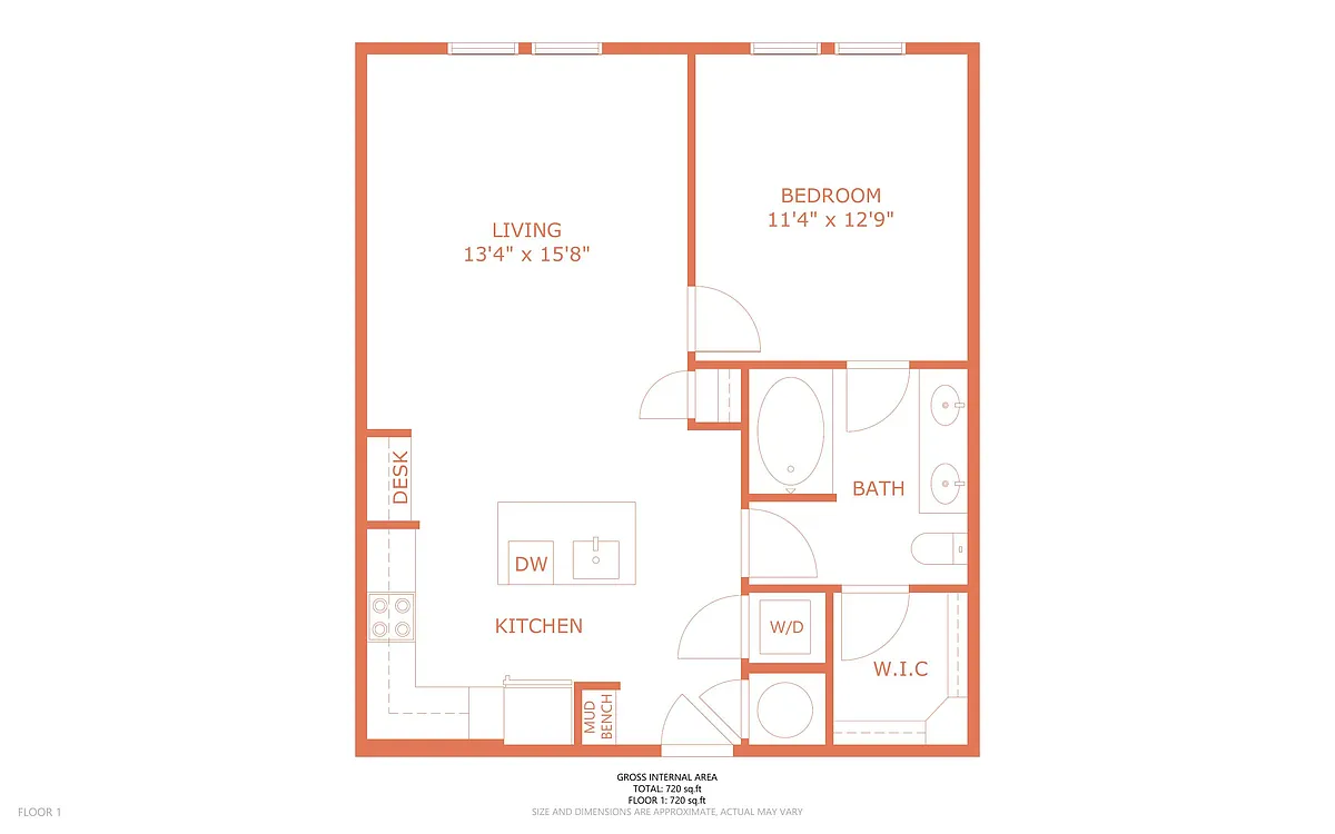Floor plan 1 Bedroom 1 Bathroom
