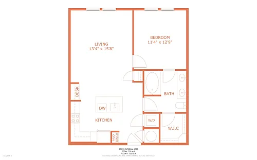 Floor plan 1 Bedroom 1 Bathroom