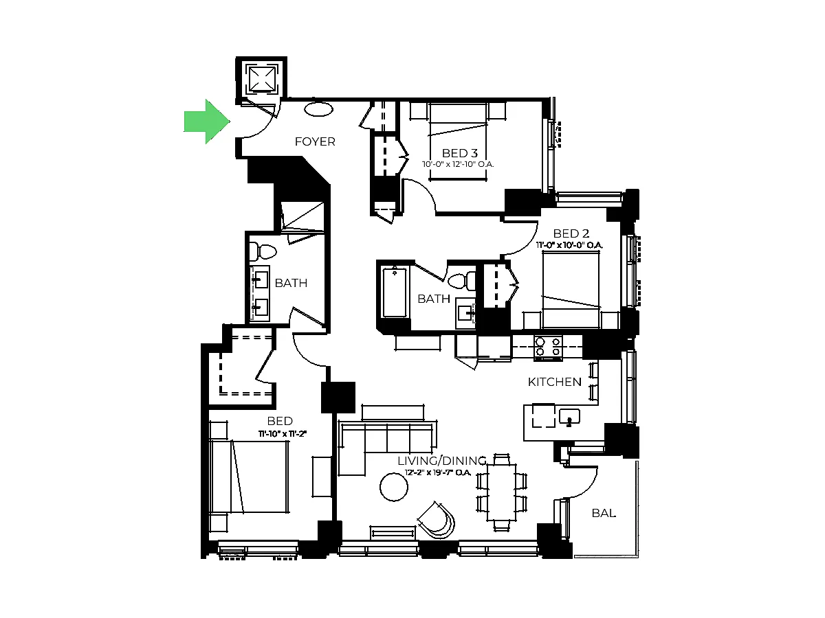 Floor plan C21 | 3 Bed | 2 Bath