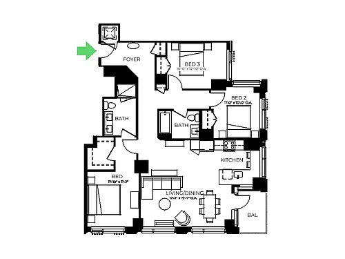 Floor plan C21 | 3 Bed | 2 Bath