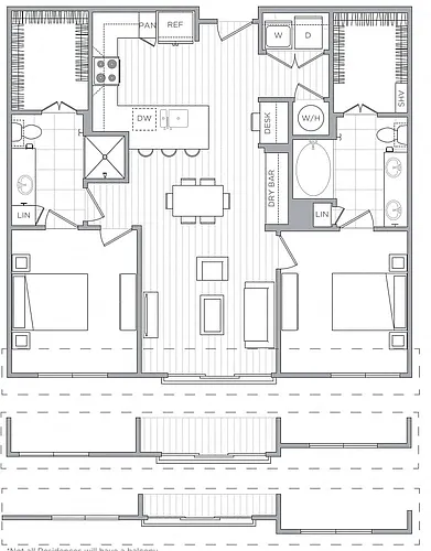 Floor plan 2 Bed/2 Bath-B1