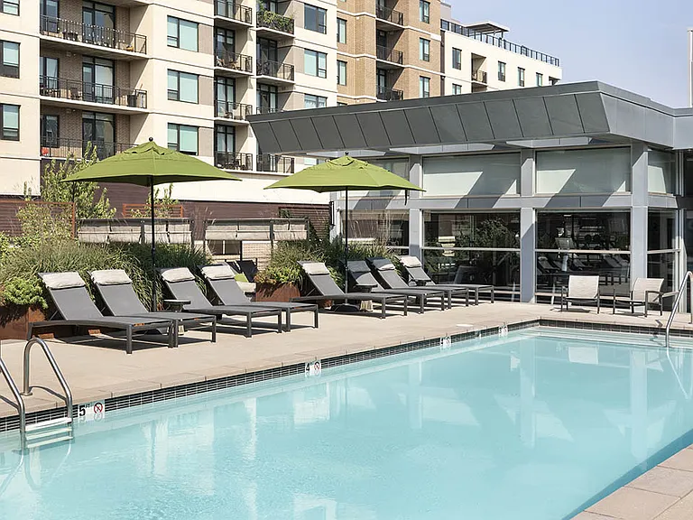 Apartment community resort style pool at Griffis Cherry Creek in Denver, Colorado.