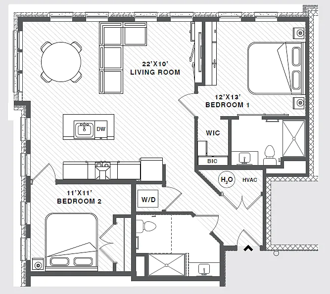 Floor plan 2 Bedrooms, 2 Bathrooms