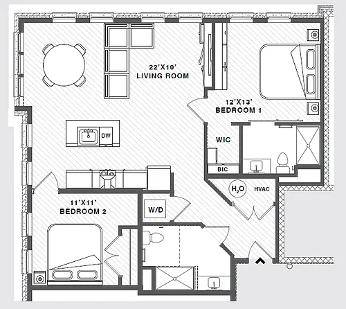 Floor plan 2 Bedrooms, 2 Bathrooms