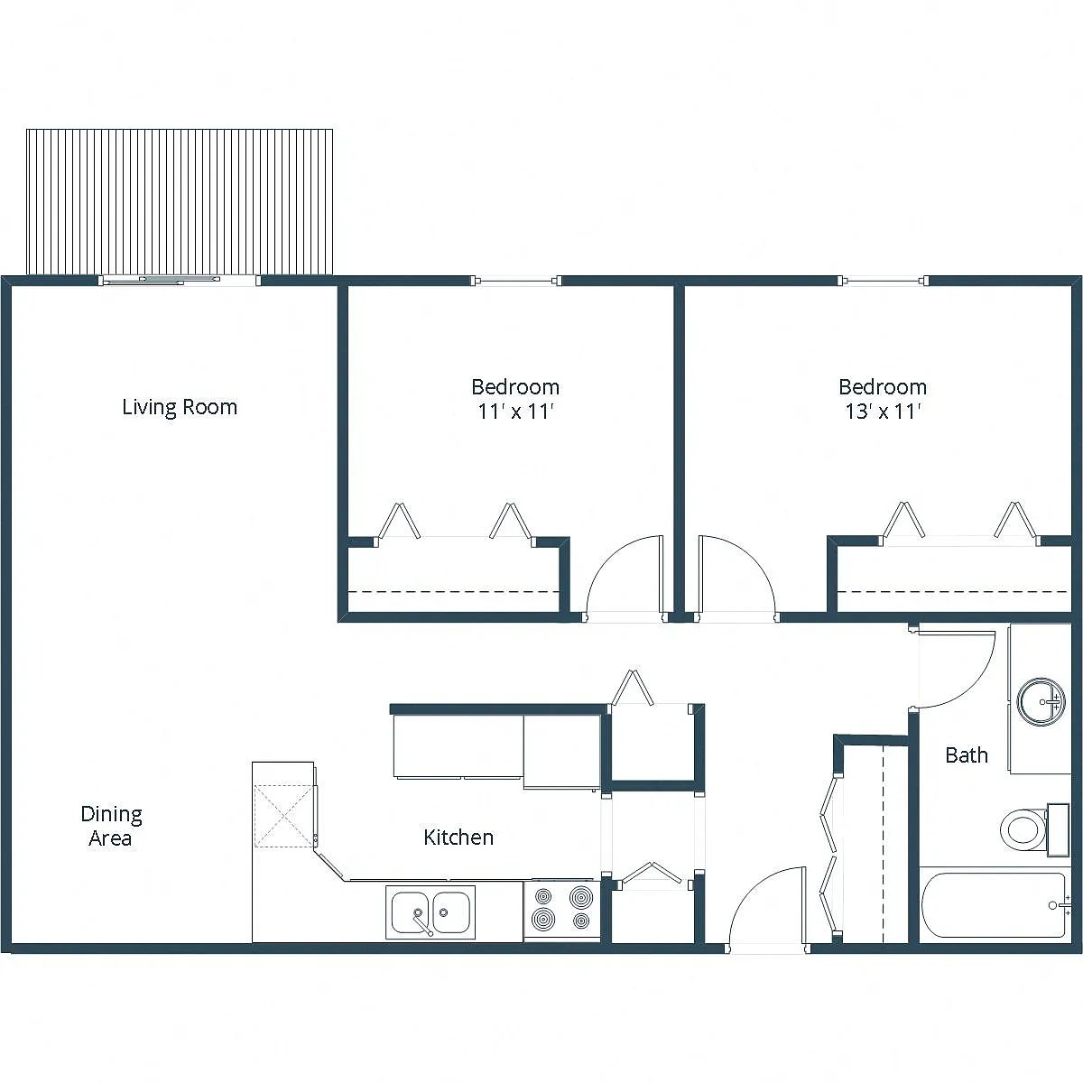 Floor plan Two Bedroom 21A