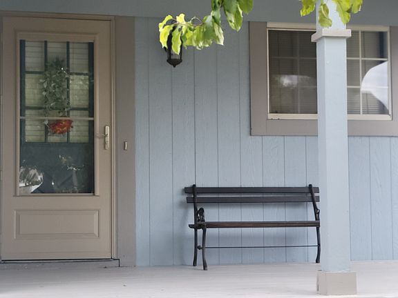Newly painted porch, front door