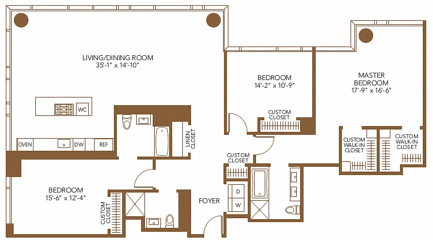 Floor plan 3 Bed 3 Bath PH