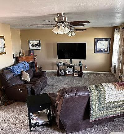 Gas fireplace and two fans