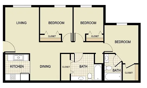 Floor plan 3 Bedroom 60