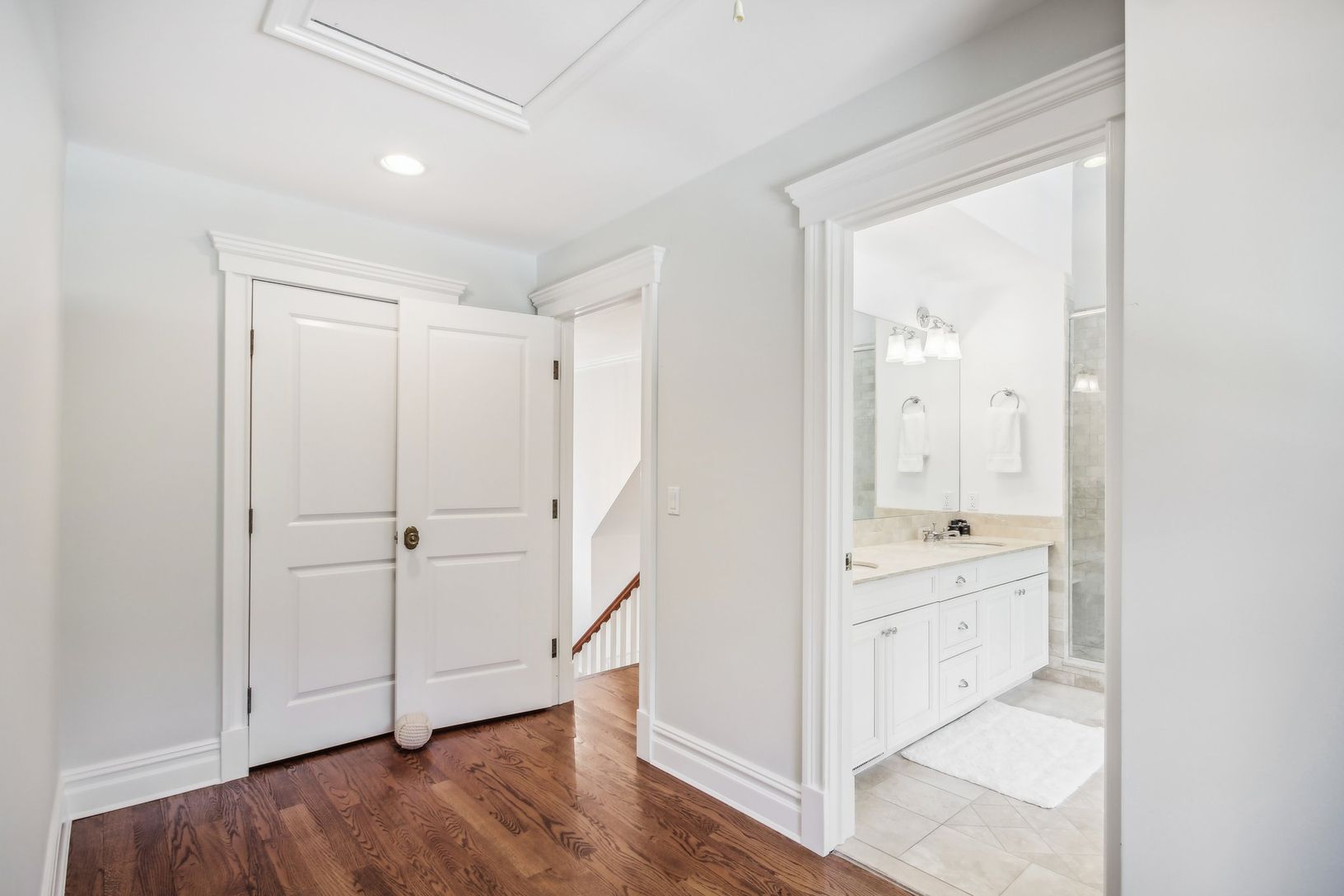 primary entrance with huge utility closet