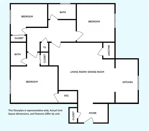 Floor plan Ash 3 BR 2 BATH