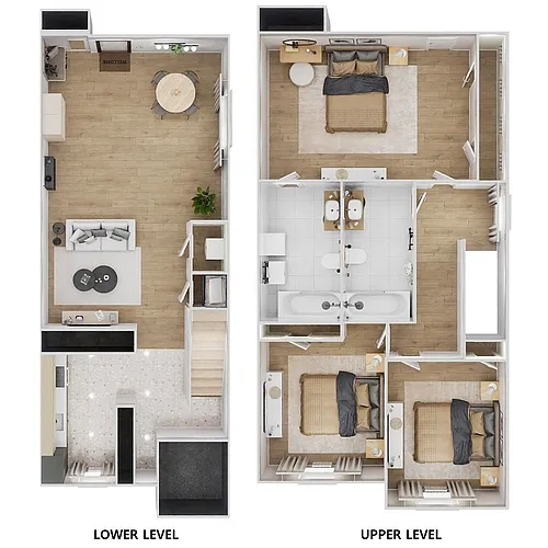 Floor plan 3 Bedroom Townhome