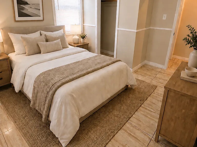 Virtually staged bedroom 2 for illustrative purposes only