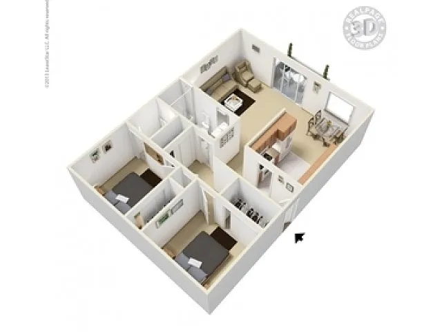 Floor plan Two Bedroom/ One and a Half Bath