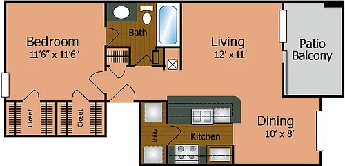 Floor plan 1 Bedroom 1 Bathroom