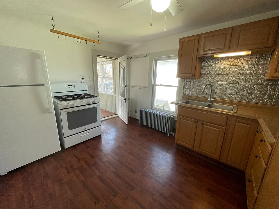 Refrigerator and gas stove.