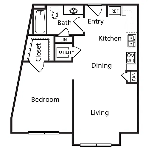 Floor plan A01 - The Ellen - 658 sqft