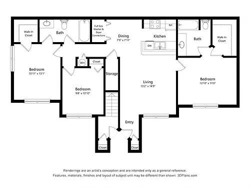 Floor plan Three Bedroom