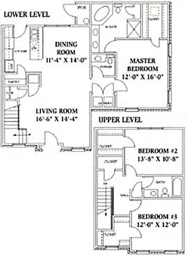 Floor plan 3 Bedroom Townhome