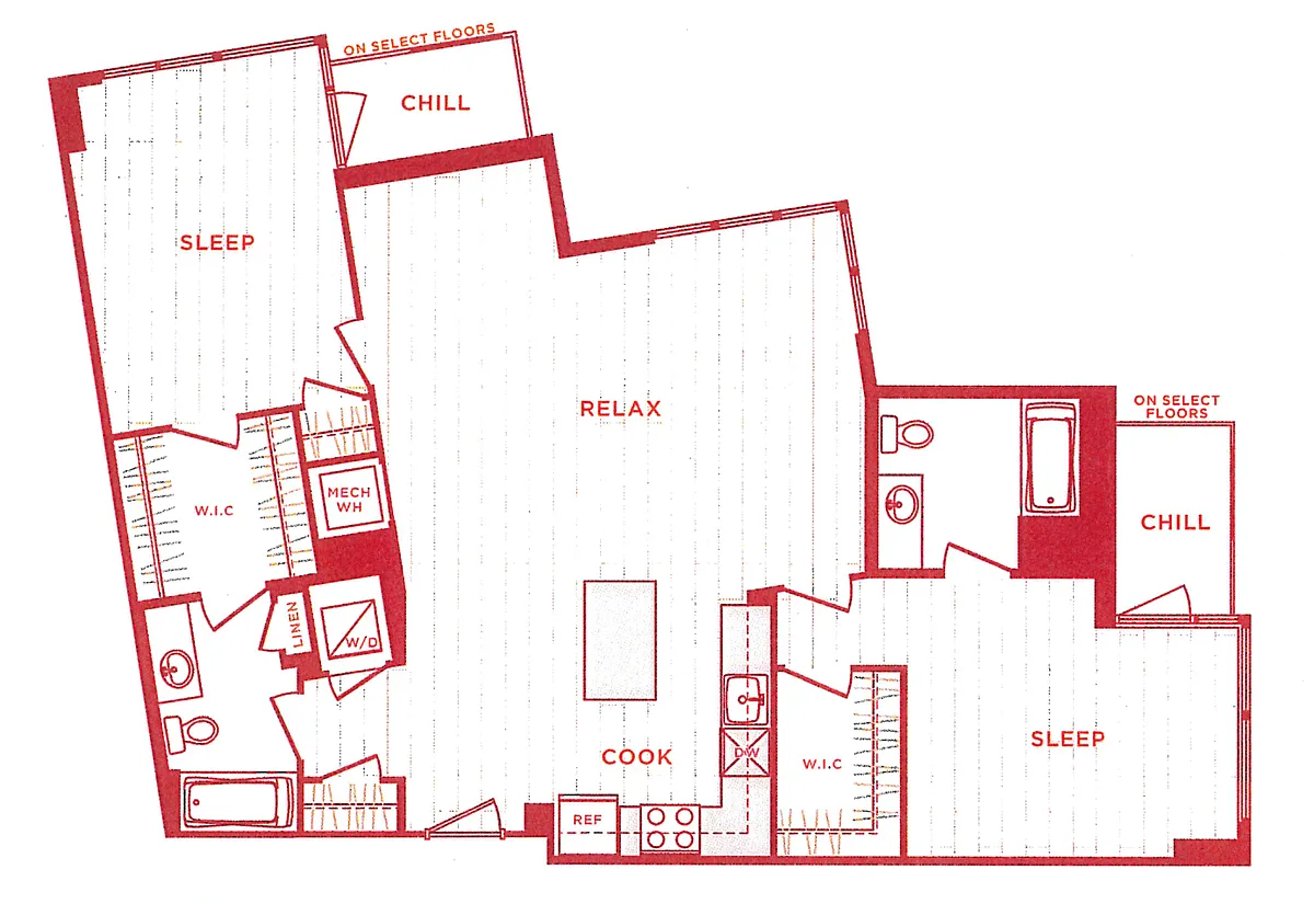 Floor plan 2 Bed/2 Bath s-b13