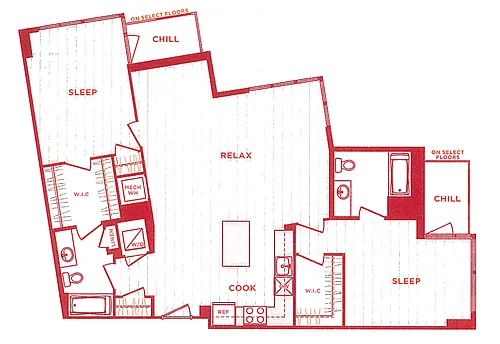 Floor plan 2 Bed/2 Bath s-b13