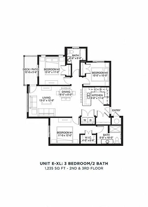 Floor plan Three Bedroom - E-XL
