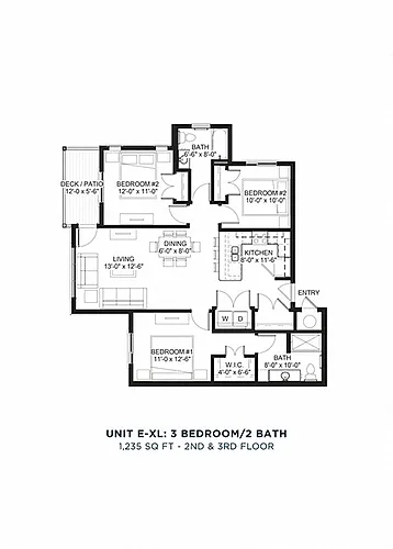 Floor plan Three Bedroom - E-XL