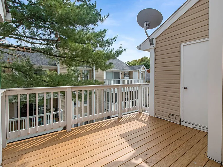 Spacious outdoor patio with storage