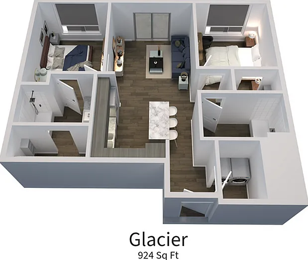 Experience modern living in the spacious Glacier apartment, designed for comfort and style. Experience modern living in the spacious Glacier apartment, designed for comfort and style.