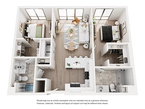 Floor plan B1B Two Bedroom Two Bathroom