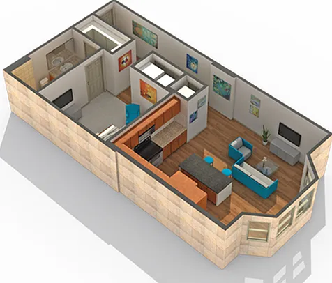 1 BR x 1 BA - B Floorplan 1 BR x 1 BA - B Floorplan