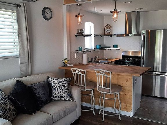 Kitchen area and living room