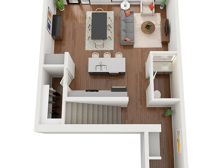 Buca Townhome - 2 BD / 2.5 BA - 1,451 SF (First Floor Detail) Buca Townhome - 2 BD / 2.5 BA - 1,451 SF (First Floor Detail)