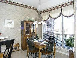 Breakfast nook overlooking pond