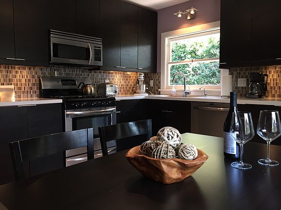 Kitchen with stainless steel appliances
