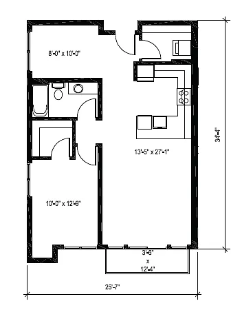 Floor plan 1x1 Den D6