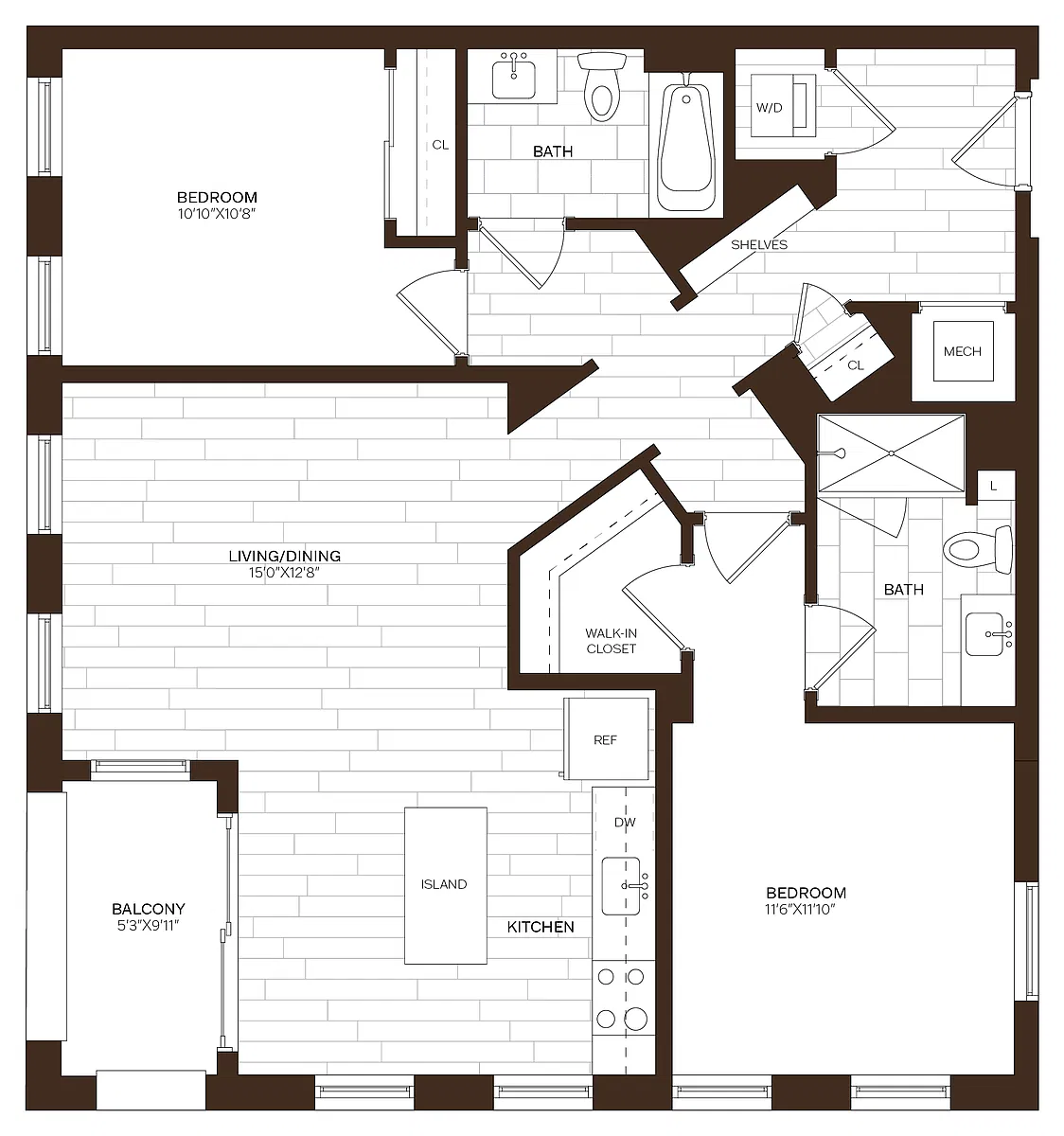 Floor plan 2 Bed/2 Bath-B20