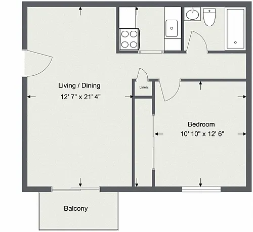 Floor plan 1 Bedroom 1 Bath-SP Berea Lakes