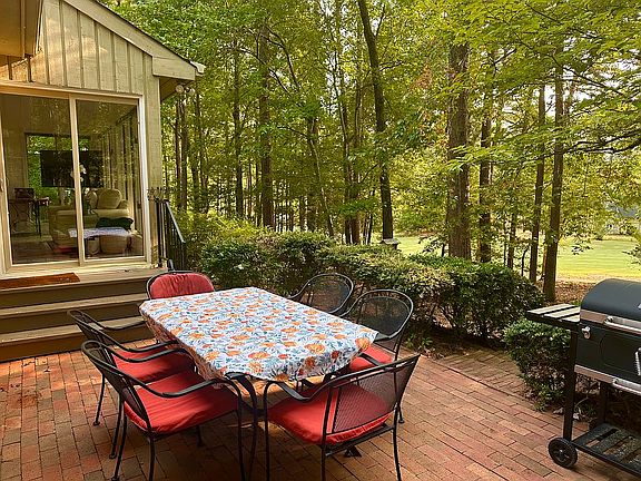 Patio with view of golf