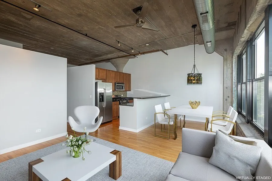 Kitchen Dining Living room virtually staged