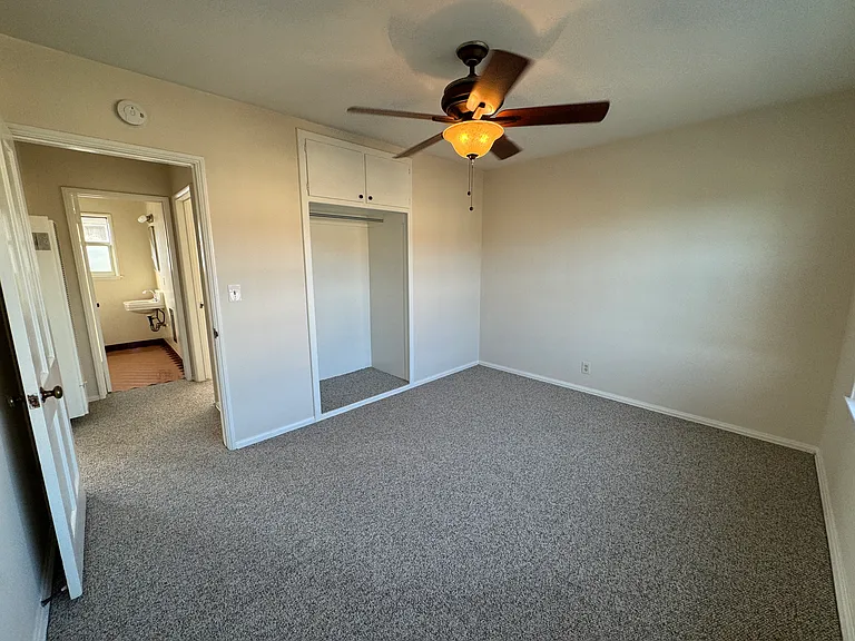 Bedroom 1- 138 sq. ft
Updated closets that could store a 2' x 4' dresser and still leave clearance for hanging clothes