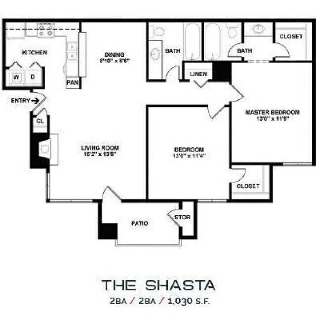 Floor plan 2x2 1030 sq ft
