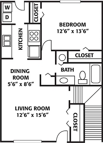 Floor plan One Bedroom Weatherly