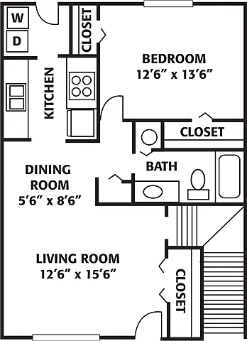 Floor plan One Bedroom Weatherly