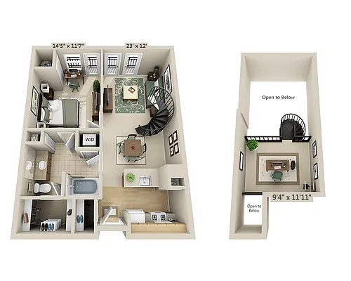 Floor plan One Bedroom Loft A1BL