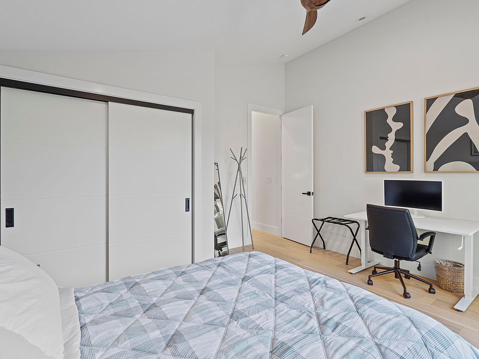 Home office with a stand up desk.