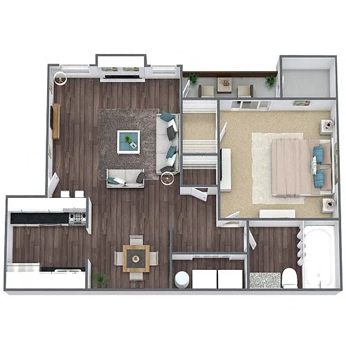 Floor plan A2: 1 Bed 1 Bath