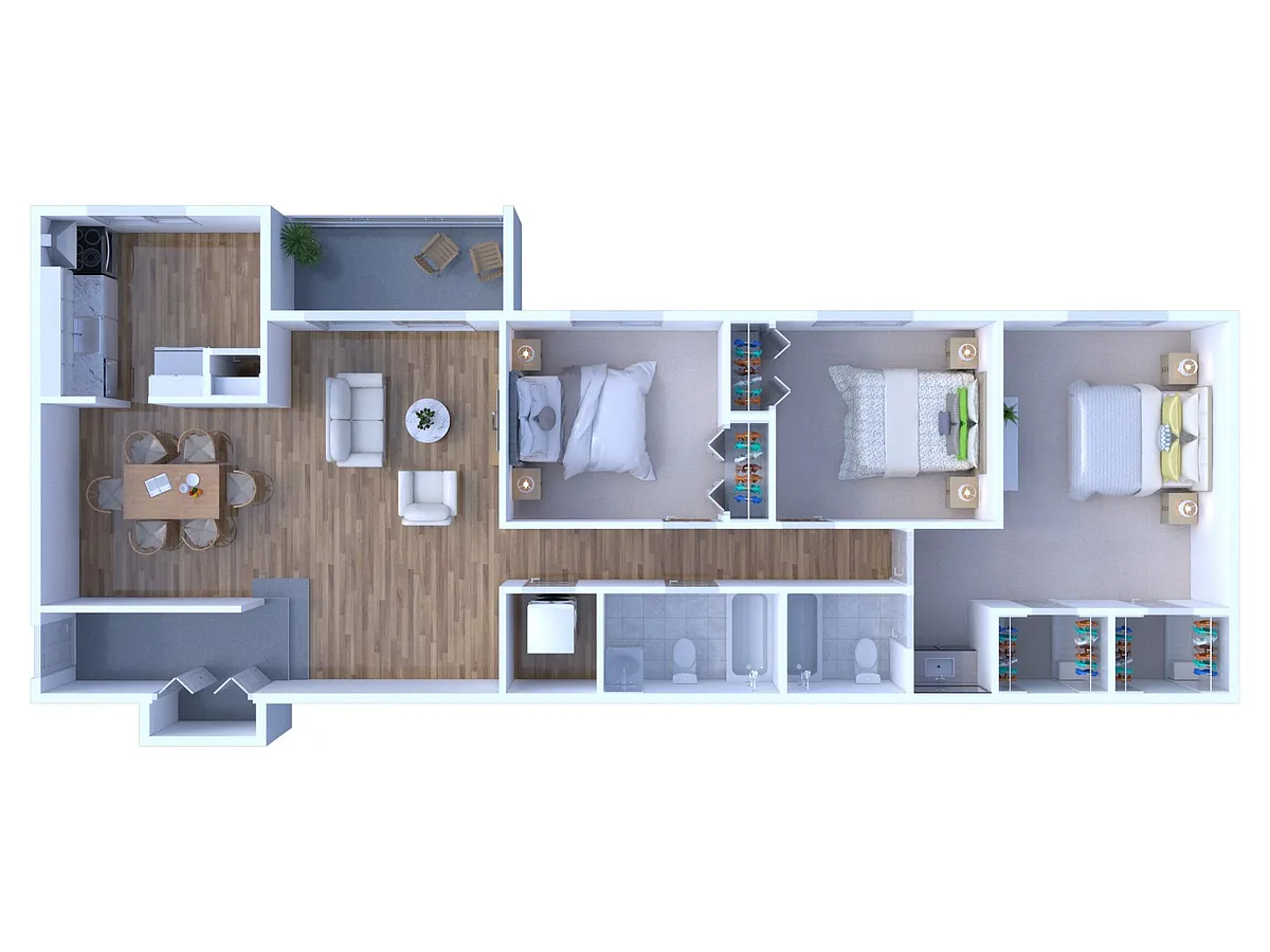 Floor plan 3 Bed 2 Bath | Classic